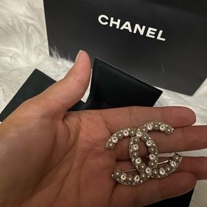 NWT Chanel Silver Pearl and Crystal Brooch SOLD